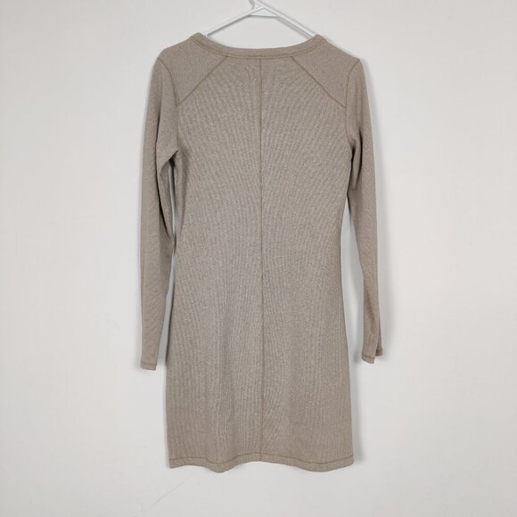 Everlane Women's Organic Cotton Ribbed Midi Dress in Tan Size Medium Minimalist - Picture 3 of 7